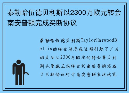泰勒哈伍德贝利斯以2300万欧元转会南安普顿完成买断协议 泰勒哈伍德贝利斯以2300万欧元转会南安普顿完成买断协议